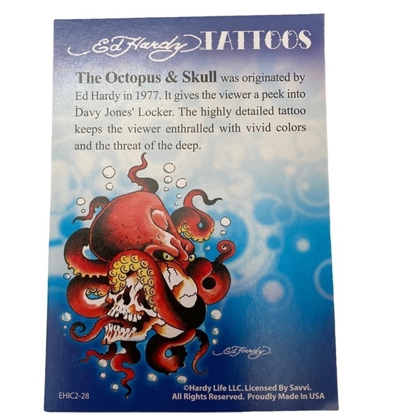 Ed Hardy Temporary Tattoos Bulldog King/ Octopus and Skull - Picture 5 of 9